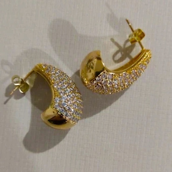 Gold Zircon Water Drop Earrings Luxury Exquisite Tear Drop Bottega - Picture 10 of 13